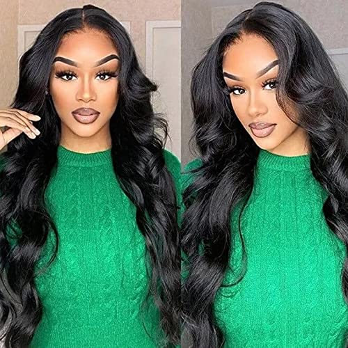 13x6 Lace Front Wigs Human Hair Pre Plucked 180 Density 26 Inch HD Body Wave Lace Front Wigs, 10A Frontal Wigs for Women Glueless Wigs Human Hair Pre Plucked Black wig