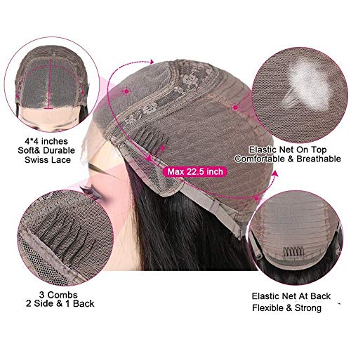 IUPin Body Wave Lace Front Wigs Human Hair Pre Plucked Bleached Knots with Baby Hair Glueless 4×4 Brazilian Virgin Lace Closure Human Hair Wigs for Black Women Natural Color 150 Density