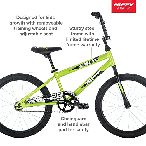 Huffy Upshot 20” Boy’s Bike for Kids, Lime Green