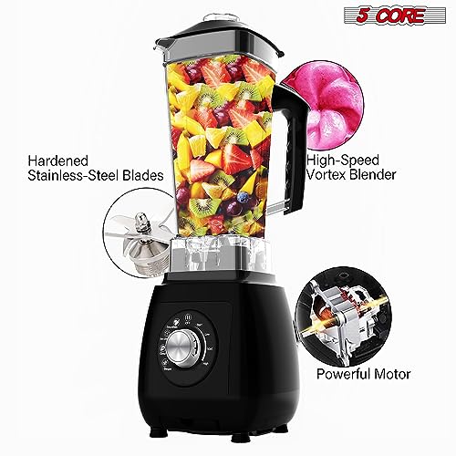 5 Core 2L Professional Countertop Blender For Kitchen 68 Oz 2000W High Speed BPA Free 6 Titanium Blade Smoothie Blender Electric For Soup Shake Juice Multi-Speed Manual JB 2000 M