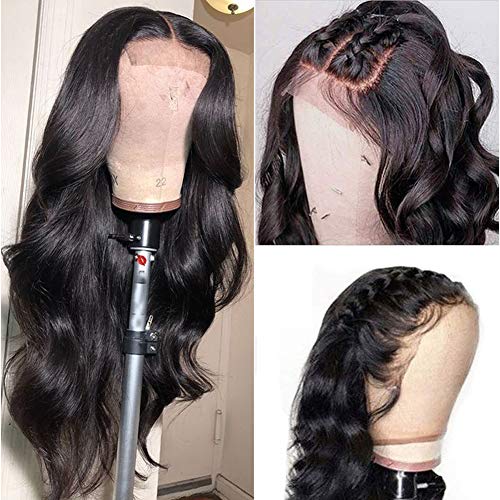 IUPin Body Wave Lace Front Wigs Human Hair Pre Plucked Bleached Knots with Baby Hair Glueless 4×4 Brazilian Virgin Lace Closure Human Hair Wigs for Black Women Natural Color 150 Density