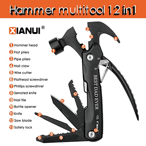 Gifts for Dad, 12 in 1 Multitool Hammer BEST DAD EVER, Dad Gifts from Daughter Son Wife, Unique Birthday Gifts Ideas, Christmas Stocking Stuffers for Dad Who Wants Nothing