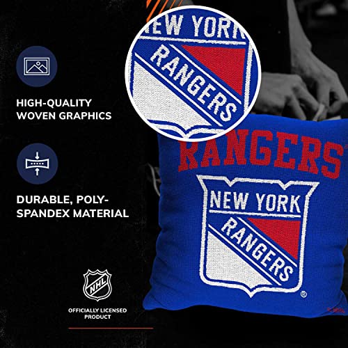 Northwest NHL Decorative Pillows- Enhance Your Space with Woven Throw Pillows - 14" x 14" - Playing Field at Your Home (New York Rangers - Blue)