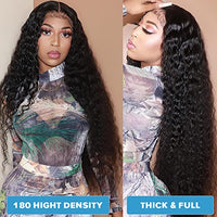 Deep Wave Lace Front Wig Human Hair 13x4 Curly Lace Frontal Wigs for Black Women Water Wave Wig Human Hair Pre Plucked with Baby Hair 180 Density Kinky Curly Wet and Wavy Glueless Wigs