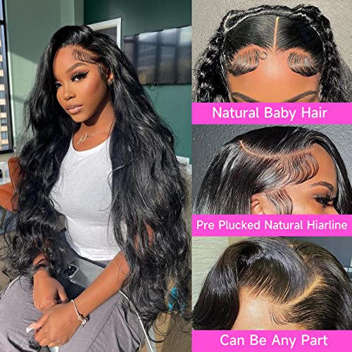 Body Wave Lace Front Wigs Human Hair - Hd Lace Front Wigs Human Hair, 13x4 Lace Front Wigs Human Hair Pre for Women Plucked Brazilian Virgin Transparent Frontal Wigs With Baby Hair 180% Density