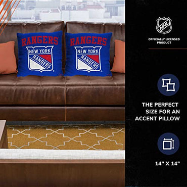 Northwest NHL Decorative Pillows- Enhance Your Space with Woven Throw Pillows - 14" x 14" - Playing Field at Your Home (New York Rangers - Blue)