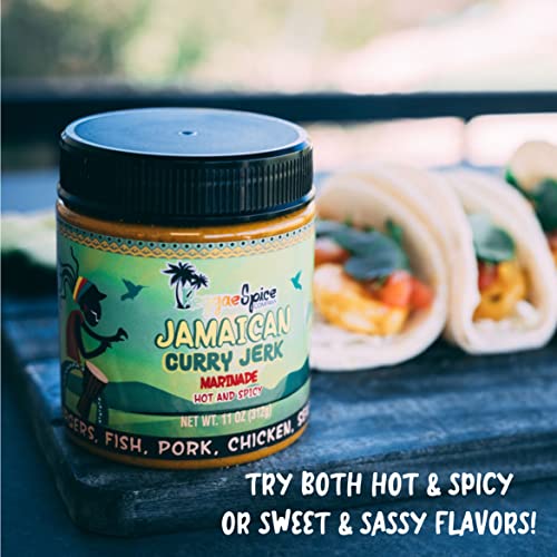 REGGAE SPICE Jamaican Curry Jerk Seasoning Authentic Wet Rub Marinade Sauce - Perfect for Beef, Pork, Chicken, Seafood, and Vegetables - 11 OZ, Sweet and Sassy