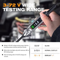 Upgraded 3-72V Buzzer Automotive Test Light, Heavy Duty Digital LED Circuit Tester with Voltmeter and Dual Color Polarity Indicate Light, Bidirectional DC Voltage Tester Electric Light Test Pen