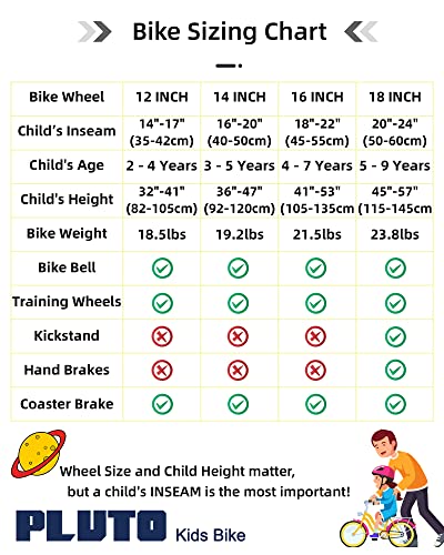 JOYSTAR 14 Inch Pluto Kids Bike with Training Wheels for Ages 3 4 5 Year Old Boys Girls Toddler Children BMX Bicycle Green