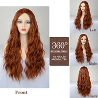 Auburn Wig For Women Long Wavy Copper Red Wig Curly Synthetic Lace Wig Water Wave Ginger Wig Deep Wave Halloween Cosplay Daily Party Hair Replacement Wig (#350(673)