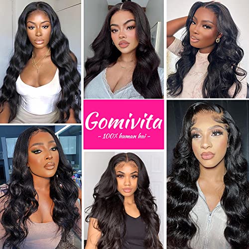 Gomivita Wear and Go Glueless Wig,Glueless Wigs Human Hair Pre Plucked for Beginners,Body Wave Lace Front Wigs Human Hair Ready to Wear Wigs Glueless Human Hair 4x4 Lace Pre Cut 180 Density 30 Inch