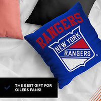 Northwest NHL Decorative Pillows- Enhance Your Space with Woven Throw Pillows - 14" x 14" - Playing Field at Your Home (New York Rangers - Blue)