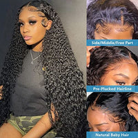 Deep Wave Lace Front Wig Human Hair 13x4 Curly Lace Frontal Wigs for Black Women Water Wave Wig Human Hair Pre Plucked with Baby Hair 180 Density Kinky Curly Wet and Wavy Glueless Wigs