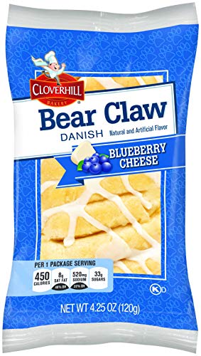 Cloverhill Bear Claws, Blueberry Cheese, Individually Packaged, Pack of 12