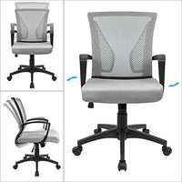 Furmax Office Chair Mid Back Swivel Lumbar Support Desk Chair, Computer Ergonomic Mesh Chair with Armrest (Gray)