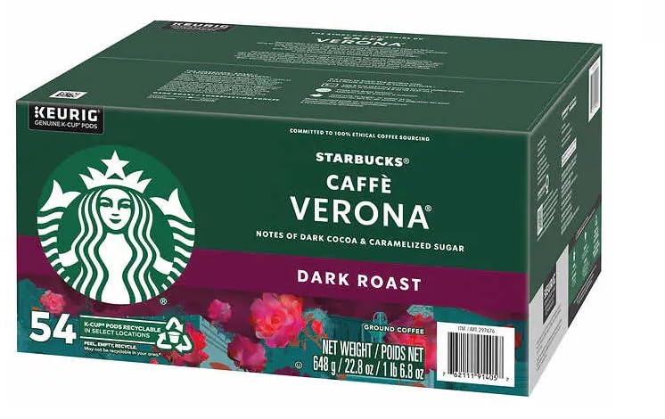 Starbucks Caffe Verona, Dark, K-Cup Portion Pack for Keurig K-Cup Brewers 54-Count