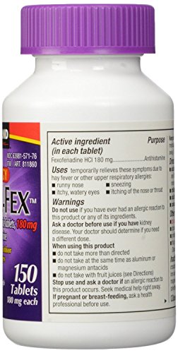 Kirkland Signature Aller-Fex 180 mg, 150 Tablets - 5 Pack