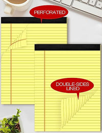 Note Pads 8.5 x 11 Wide Ruled Lined Writing Pads Yellow Legal Pads Letter Size 8.5 x 11 Notebook for Work Micro Perforated Legal Notepads Yellow Lined Paper Pads 27 Lines - 6 Pads/Pack, 30 Sheets/Pad