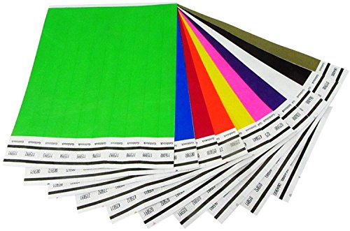 Heavier Tyvek Wristbands 7.5 Mil– Goldistock “Top 10” 500 Ct. Variety Pack- ¾” Arm Bands- 50 Each: Green, Blue, Red, Yellow, Orange, Purple, Etc.- Paper-Like Party Armbands- Event Wrist Bands