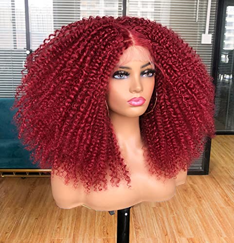 Annivia Curly Lace Front Wig Pre Plucked Kinky Curly Afro Wigs for Black Women 13x4 x1 HD T Part Lace Frontal Wig Long Curly Glueless Synthetic Lace Front Wig 17inch
