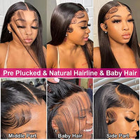 Hermosa 220% 13x4 Lace Front Wigs Human Hair Pre Plucked with Baby Hair 28 inch 9A Brazilian Straight Human Hair Wigs for Women Natural Hairline Natural Color