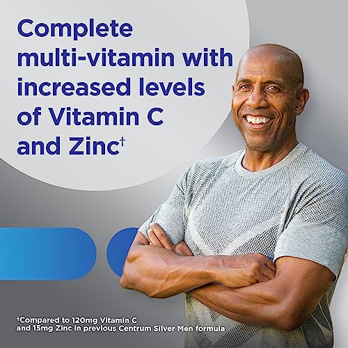 Centrum Silver Multivitamin for Men 50 Plus, Multimineral Supplement, Vitamin D3, B-Vitamins and Zinc, Gluten Free, Non-GMO Ingredients, Supports Memory and Cognition in Older Adults Tablet - 200 Ct