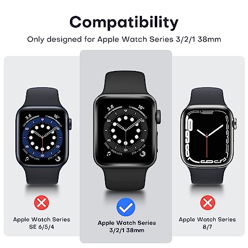 TAURI 2 Pack Hard Case Compatible for Apple Watch Series 3/2/1 42mm Built-in 9H Tempered Glass Screen Protector Slim Bumper Touch Sensitive Full Protective Cover Compatible for iWatch 42mm - Black