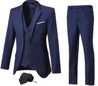 High-End Suits Men Suit 3 Pieces Slim Fit, Navy Blue Groomsmen Suit Business Suit for Men 2 Buttons Prom Tuxedo 3XL/4842