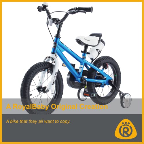 Royalbaby Kids Bike Boys Girls Freestyle BMX Bicycle with Training Wheels Kickstand Gifts for Children Bikes 16 Inch Blue