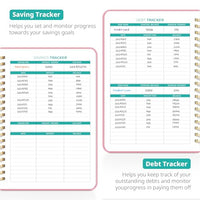 Budget Planner - Monthly Budget Book 2024 with Expense & Bill Tracker - Undated 12 Month Financial Planner/Account Book to Take Control of Your Money - Pink