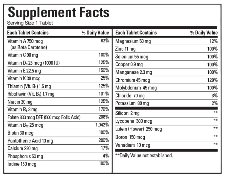 Kirkland Signature Adult 50+ Mature Multi Vitamins & Minerals, 400 Tablets