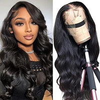 RXY Lace Front Wigs Human Hair Pre Plucked Glueless 180% Density Brazilian Virgin Hair Body Wave Lace Front Wigs 13x4 Wigs Human Hair Wigs for Black Women Natural Color (26Inch, 13x4 wig)