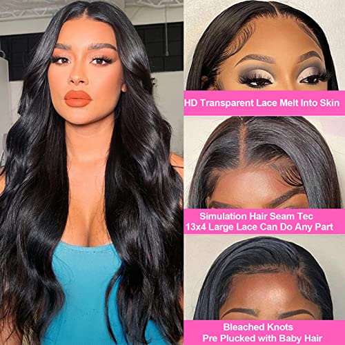 soul lady Body Wave Lace Front Wigs Human Hair 13x4 HD Transparent Frontal Wigs Human Hair Wigs for Women Glueless Wigs Human Hair Lace Front Wigs Pre Plucked with Baby Hair 180% Density (14inch)