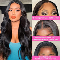 soul lady Body Wave Lace Front Wigs Human Hair 13x4 HD Transparent Frontal Wigs Human Hair Wigs for Women Glueless Wigs Human Hair Lace Front Wigs Pre Plucked with Baby Hair 180% Density (14inch)