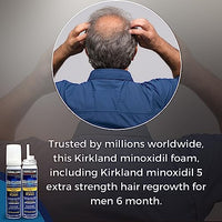 KIRKLAND Minoxidil Topical Aerosol 5% Foam - Minoxidil For Men Hair Loss Regrowth Treatment - Monoxide for Men Hair - 2.11oz