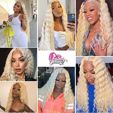 Beauty Forever #613 Blonde Lace Front Wig Loose Deep Wave 13x4 Transparent Lace Front Wig Human Hair Wigs for Women,Brazilian Remy Hair Lace Frontal Wig with Baby Hair 150% Density Pre Plucked 14inch