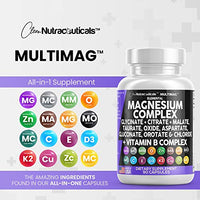 Magnesium Complex 2285mg with Glycinate Citrate Malate Oxide Taurate Aspartate Gluconate Orotate & Mag Chloride, Zinc Copper Manganese Vitamin C B1 B2 B6 B12 - 90 Count Made in USA