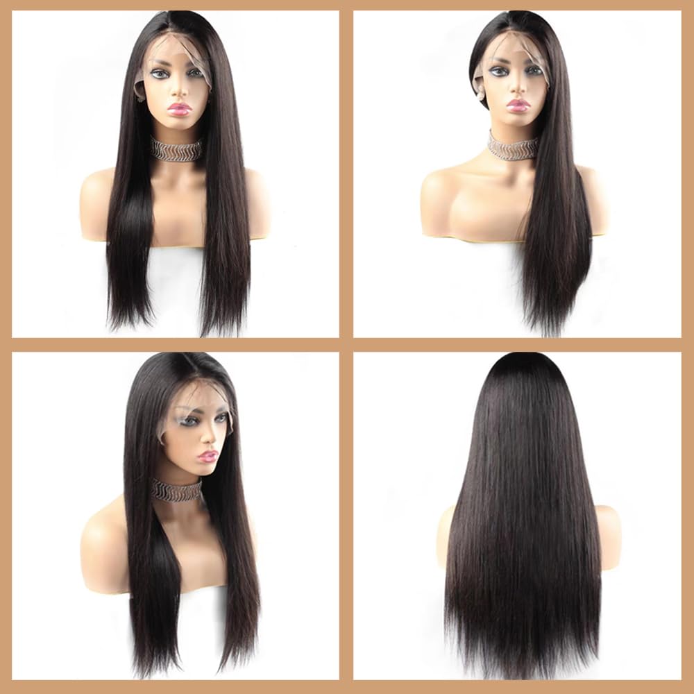 AUTYBEI Straight Lace Front Wigs Human Hair Pre Plucked 13x4 HD Lace Frontal Wigs For Black Women 180% Density Straight Human Hair Wig Glueless Wigs Human Hair With Baby Hair 22 Inch