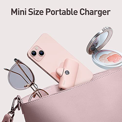 iWALK Portable Charger 4800mAh Power Bank PD Fast Charging Small Docking Battery with LED Display Compatible with iPhone 14/14 Pro Max/13/13 Pro Max/12/12 Pro/11/X/8/7/6,Pink