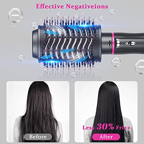 Hair Dryer Brush, 4 in 1 One Step Professional Hot Air Brush for Curling Drying Straightening Combing, [Ceramic Coating][Negative Ion] Volumizer Blow Dryer Brush Gray