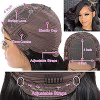 Chikamlty 4x4 Lace Closure Wigs Human Hair Body Wave Lace Front Wigs Human Hair Pre Plucked with Baby Hair Human Hair Wigs for Black Women 180 Density (16 Inch, Natural Color, Body Wave Wig)