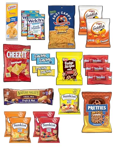 Snack Box Care Package Variety Pack (52 Count) Cookies Chips Candy Snacks Box for Office Meetings Schools Friends Family Military College Women Men Adult Kids Gifts Basket for Everyone