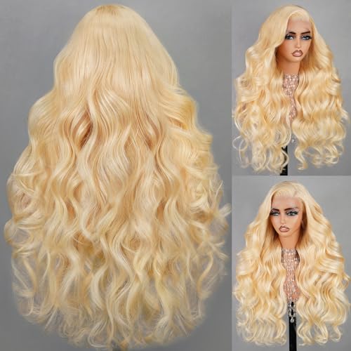 Arabella 613 Lace Front Wig Human Hair 13x4 Blonde Lace Front Wigs Human Hair 210% Density Body Wave 613 Frontal Wig Pre Plucked With Baby Hair (20inch, 613 13X4 body wave wig)