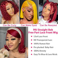 Samrabeauty 99j Burgundy Straight Lace Front Wigs Human Hair 99J 13X4 HD Transparent Lace Frontal Wigs 180% Density Glueless Pre Plucked with Baby Hair Wigs for Women