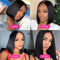 Beauty Forever Straight Bob V Part Wig Upgrade U Part Human Hair Wigs for Women,Brazilian Virgin Short Bob V Part Wig 5x2.5 Lace Front Wear and Go Wig Beginner Friendly Natural Color 150% Density 10inch