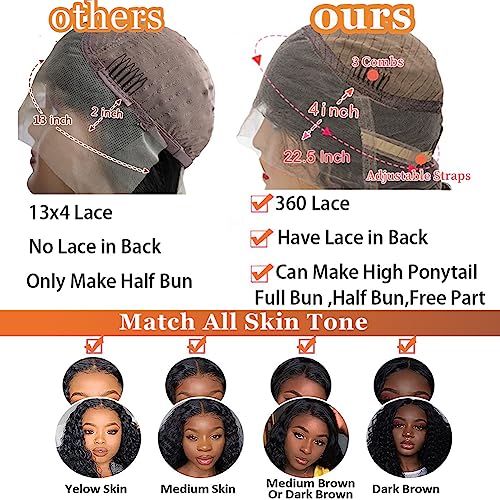 RASHINEE 360 Lace Front Wigs Human Hair Water Wave Full Lace Human Hair Wigs for Black Women Pre Plucked with Baby Hair 360 Wigs Human Hair Natural Color 20 inch