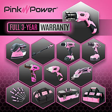 Pink Power 4 Volt Rechargeable Cordless Electric Screwdriver Set with Bubble Level - Pink Tool Set for Women Power Tools