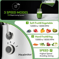 650W 3 Speeds Juicer Machines Vegetable and Fruit, Healnitor Centrifugal Juice Extractor with Wide 3” Feed Chute, Easy to Clean, BPA-Free Compact Centrifugal Juice Maker, White