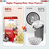 5 Core Popcorn Machine Popcorn Maker with Wheels, 1400 Watts, 120 V, Hot Air Popcorn Popper 12 Cup Retro Vintage Fashioned Style, For Movie Parties and Home Red POP 820