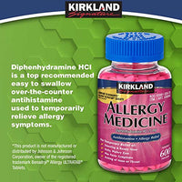 Kirkland Signature Allergy Medicine 25 mg, 600 Ct Bundle with Exclusive "Allergy Relief" - Better Idea Guide (2 Items)